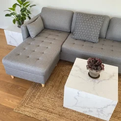 Nimara Adele - Sæt af sofaborde i hvidt marmorprint