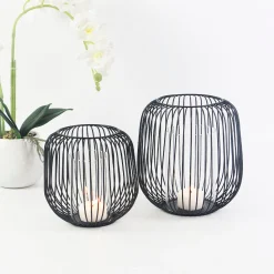 Outlet Nimara Aja sort metal lanterne 17 cm