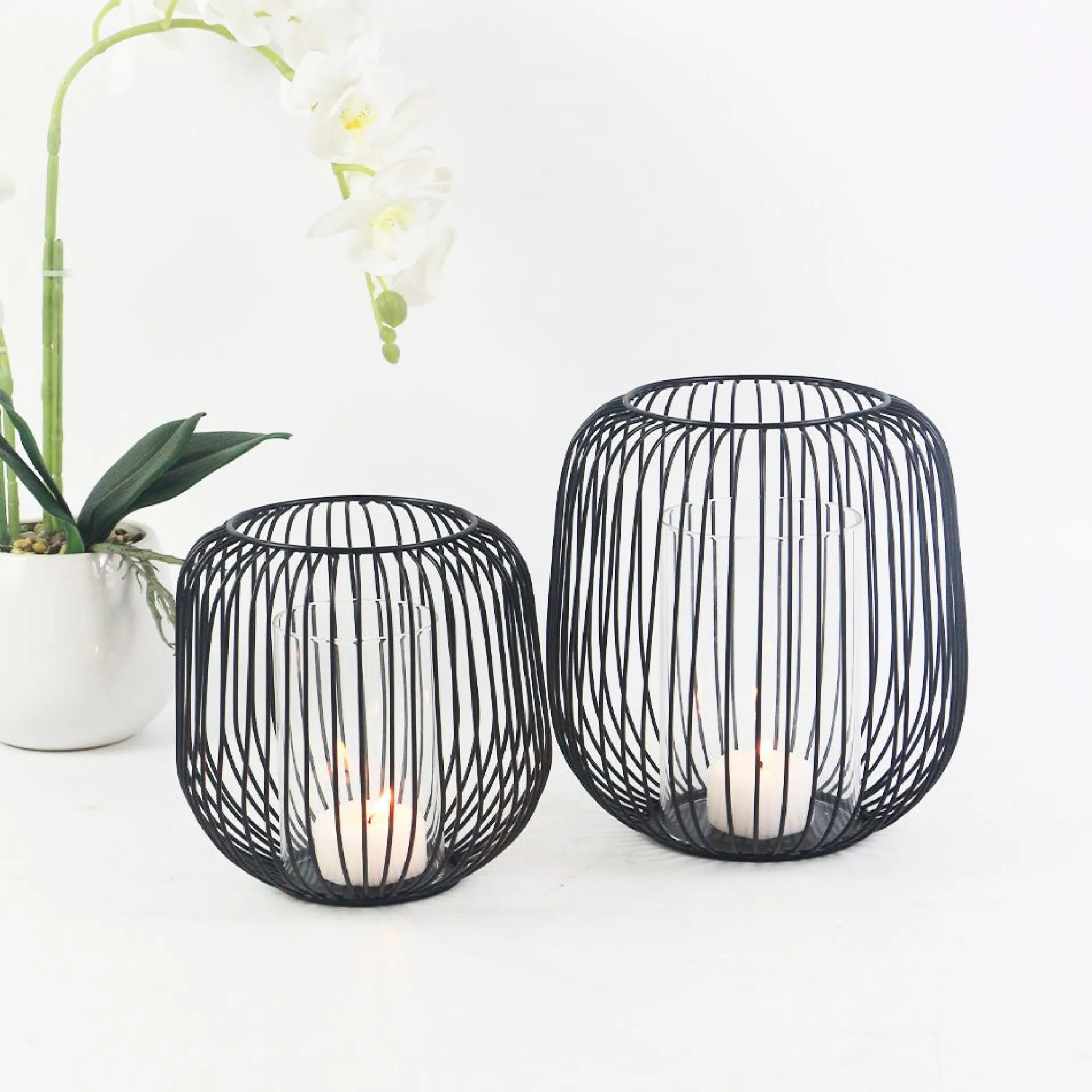 Outlet Nimara Aja sort metal lanterne 17 cm