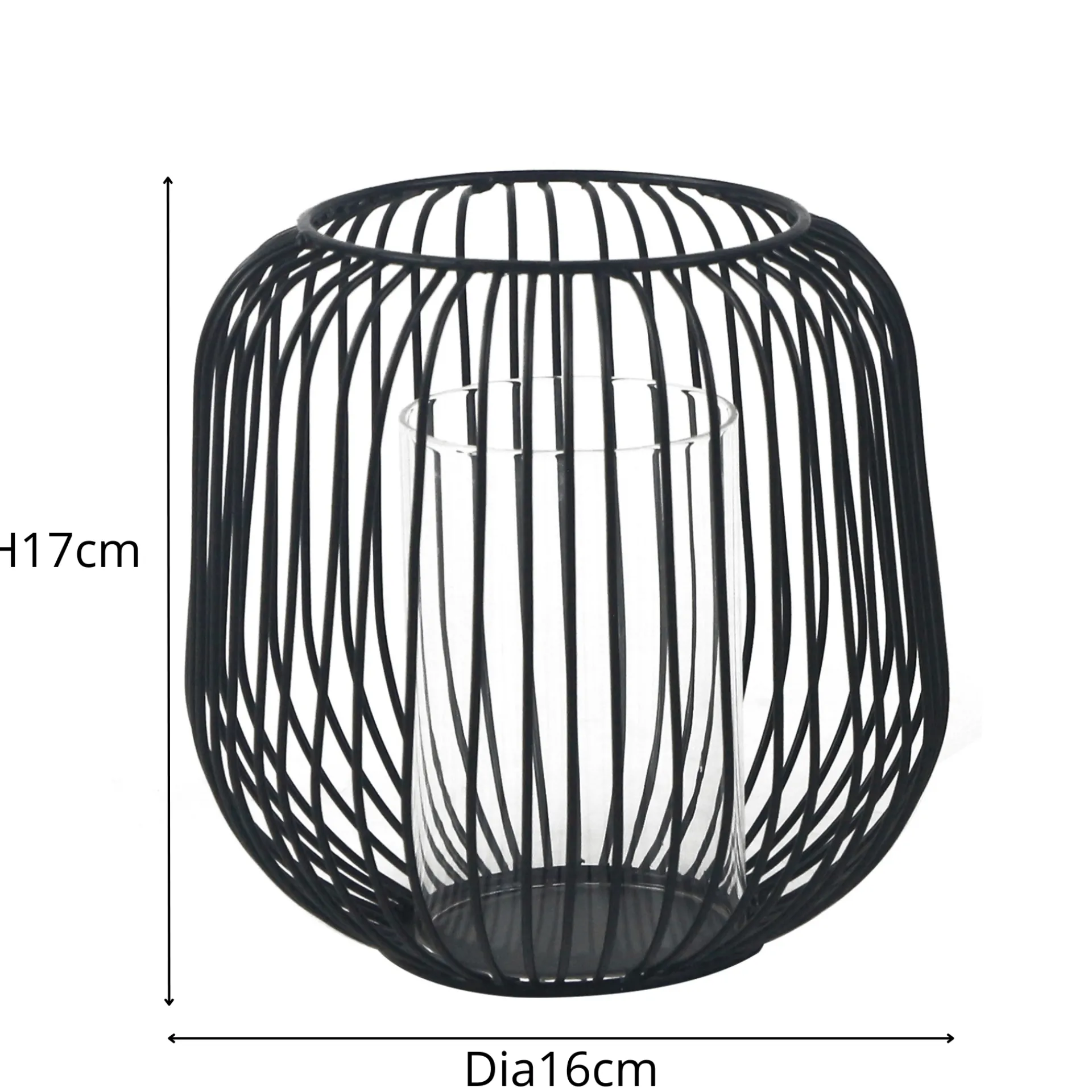 Outlet Nimara Aja sort metal lanterne 17 cm