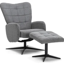 Clearance Nimara Alfred lænestol med vippefunktion og fodskammel i grå