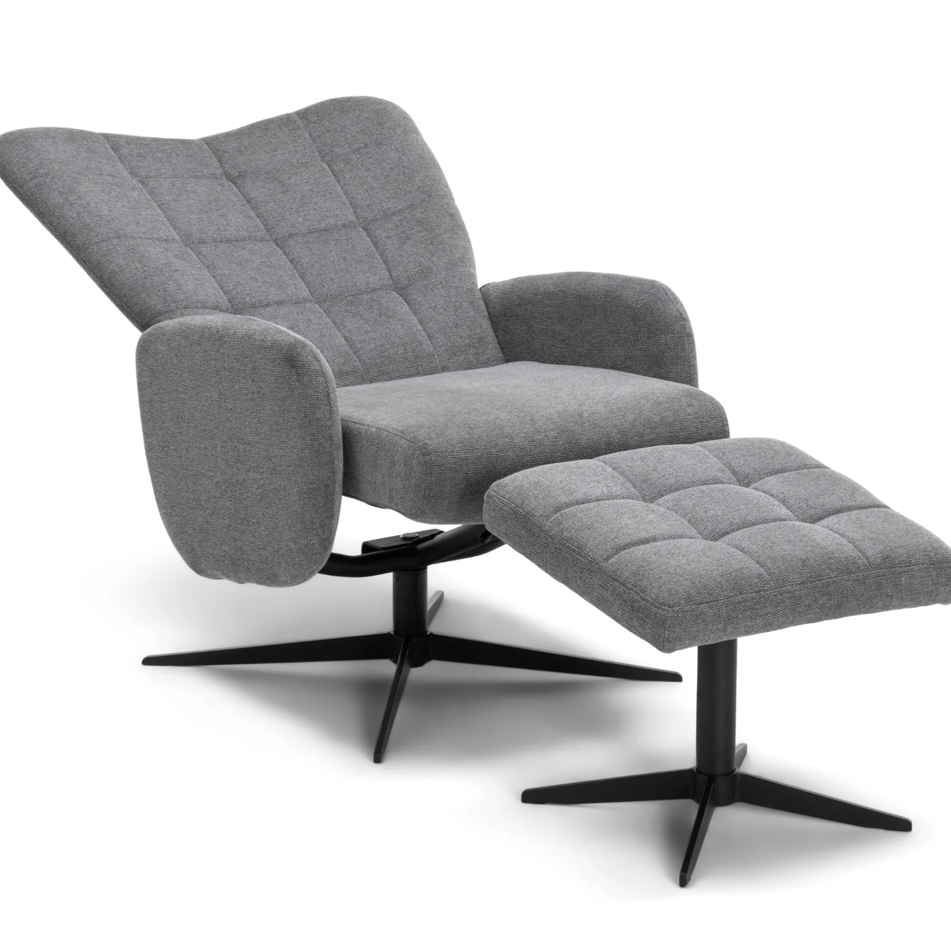 Clearance Nimara Alfred lænestol med vippefunktion og fodskammel i grå