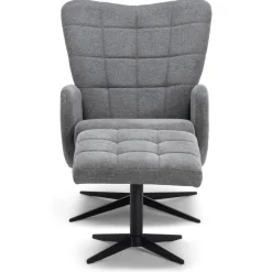Clearance Nimara Alfred lænestol med vippefunktion og fodskammel i grå