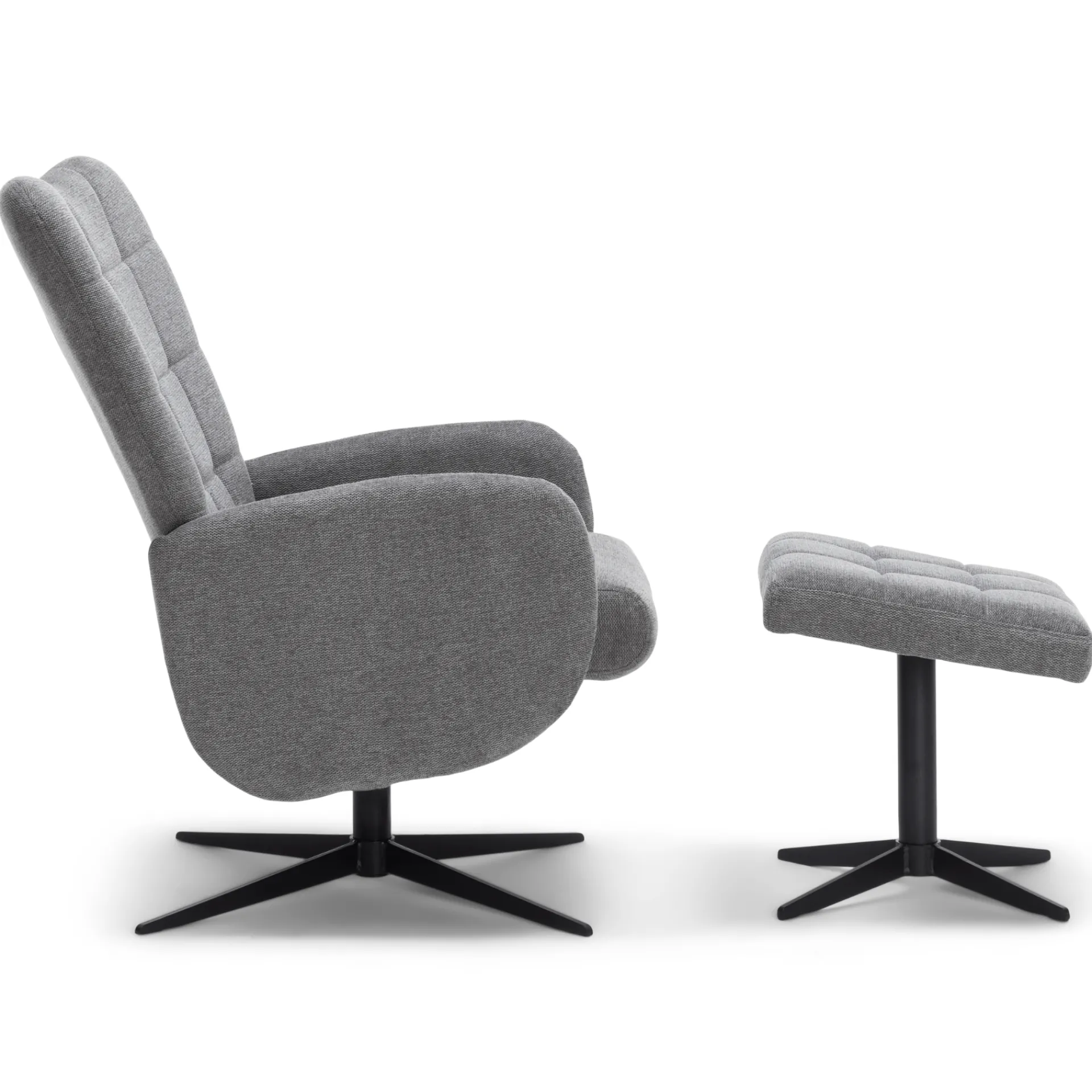 Clearance Nimara Alfred lænestol med vippefunktion og fodskammel i grå