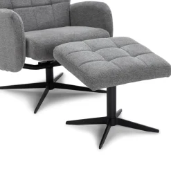Clearance Nimara Alfred lænestol med vippefunktion og fodskammel i grå