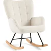 Discount Nimara Allison gyngestol med armlæn - hvidt plys/imiteret lammeskind