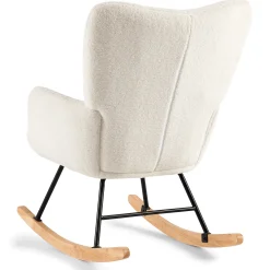 Discount Nimara Allison gyngestol med armlæn - hvidt plys/imiteret lammeskind