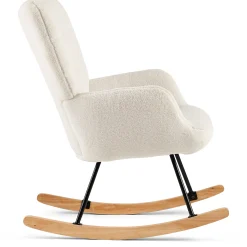 Discount Nimara Allison gyngestol med armlæn - hvidt plys/imiteret lammeskind