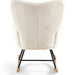 Discount Nimara Allison gyngestol med armlæn - hvidt plys/imiteret lammeskind