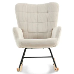 Discount Nimara Allison gyngestol med armlæn - beige fløjl