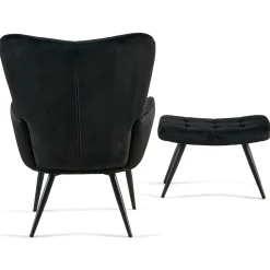 Hot Nimara Allison Lænestol med Skammel - sort velour