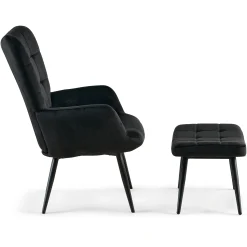 Hot Nimara Allison Lænestol med Skammel - sort velour