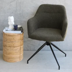 Clearance Nimara Amanda Spisebordsstol - Grøn Boucle Med Drejefunktion 360 Grader