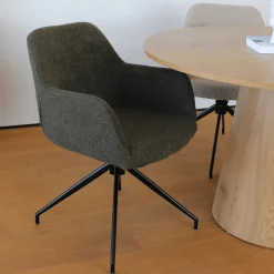 Clearance Nimara Amanda Spisebordsstol - Grøn Boucle Med Drejefunktion 360 Grader
