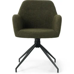 Clearance Nimara Amanda Spisebordsstol - Grøn Boucle Med Drejefunktion 360 Grader