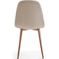 New Nimara Anna spisebordsstol - beige tekstil med egelook