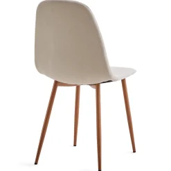 New Nimara Anna spisebordsstol - beige tekstil med egelook