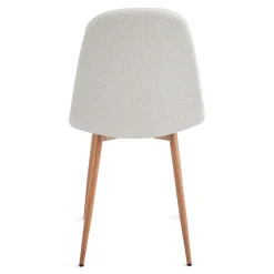 Clearance Nimara Anna spisebordsstol - hvid boucle med ben i egelook