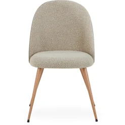 Nimara Annika spisebordsstol - Beige boucle stof med ben i egetræslook