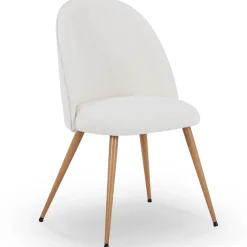 Outlet Nimara Annika spisebordsstol - Hvidt boucle stof med ben i egetræslook