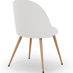 Outlet Nimara Annika spisebordsstol - Hvidt boucle stof med ben i egetræslook