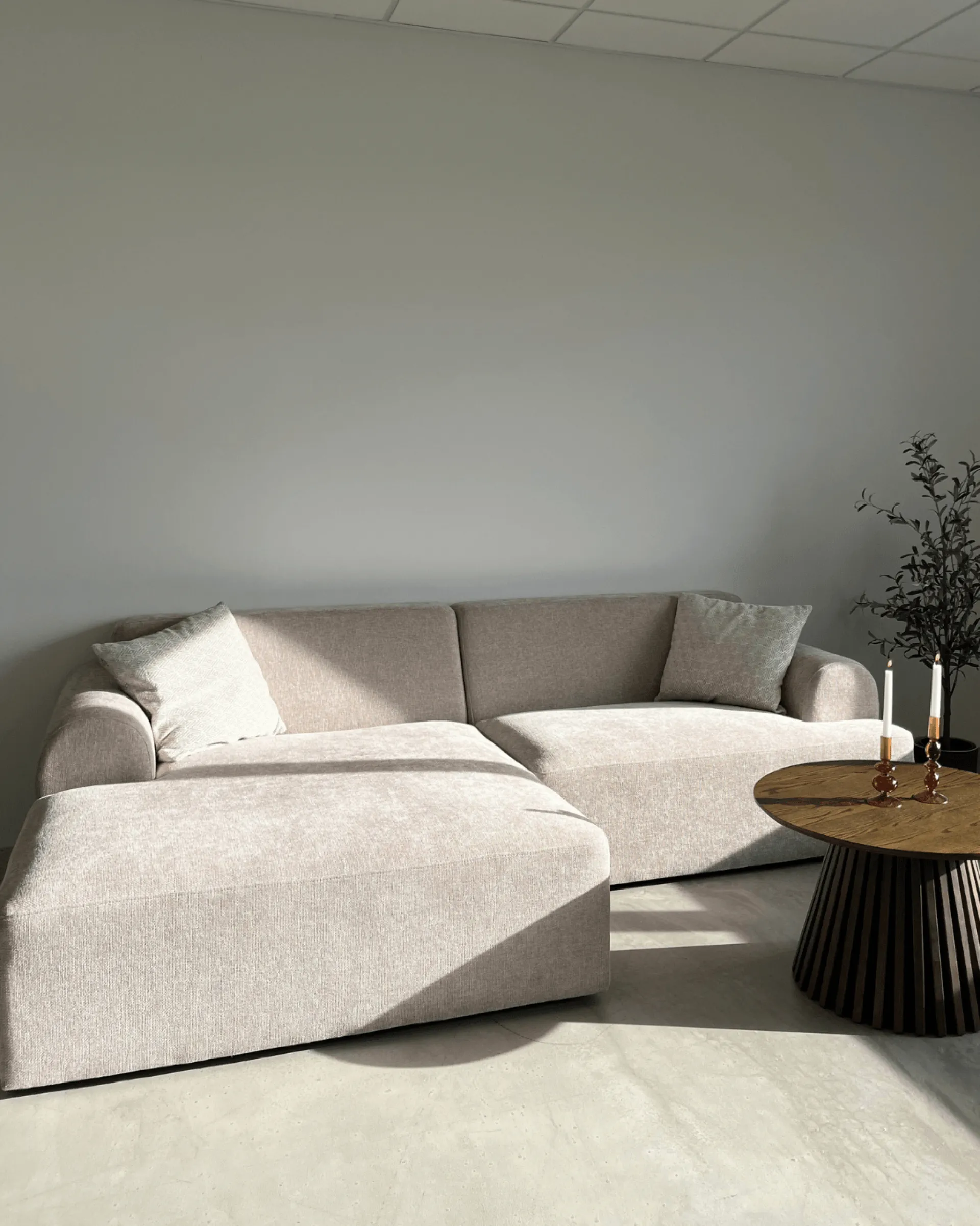Online Nimara Arianna chaiselong sofa beige - Venstrevendt