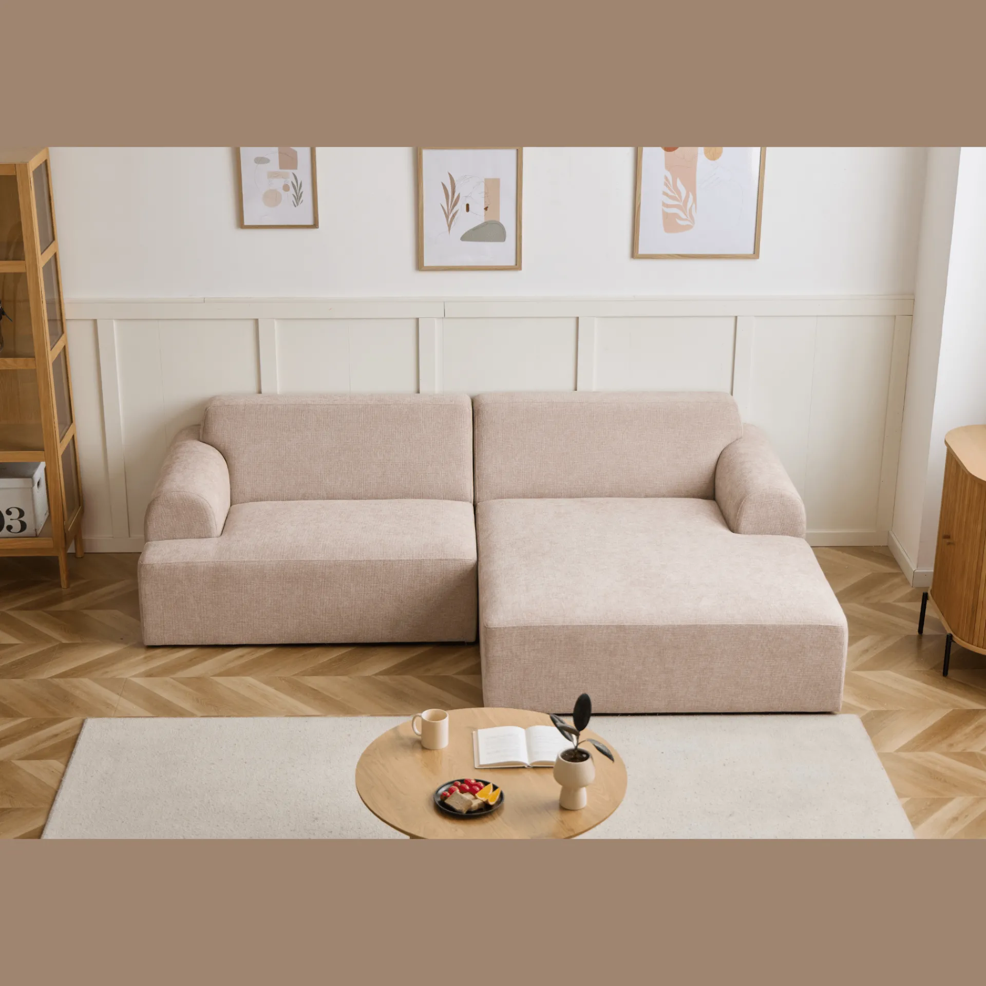 Online Nimara Arianna chaiselong sofa beige - Venstrevendt