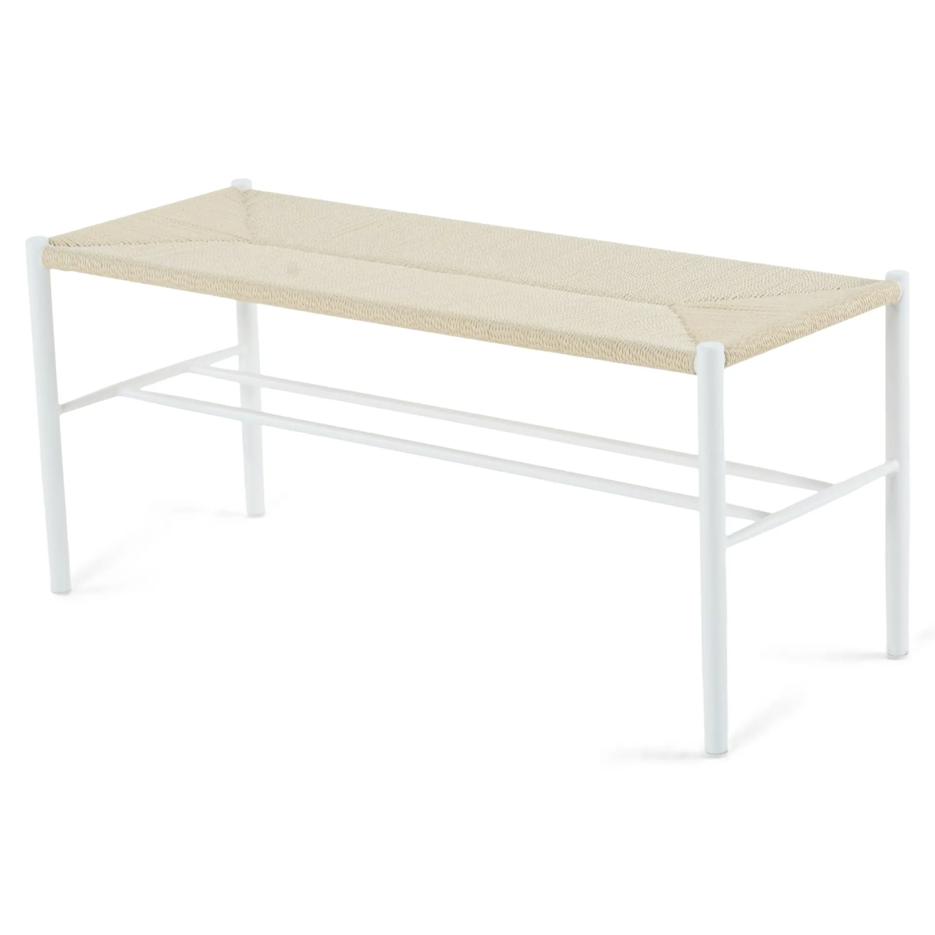 New Nimara Bella bænk - Hvid med fletsæde