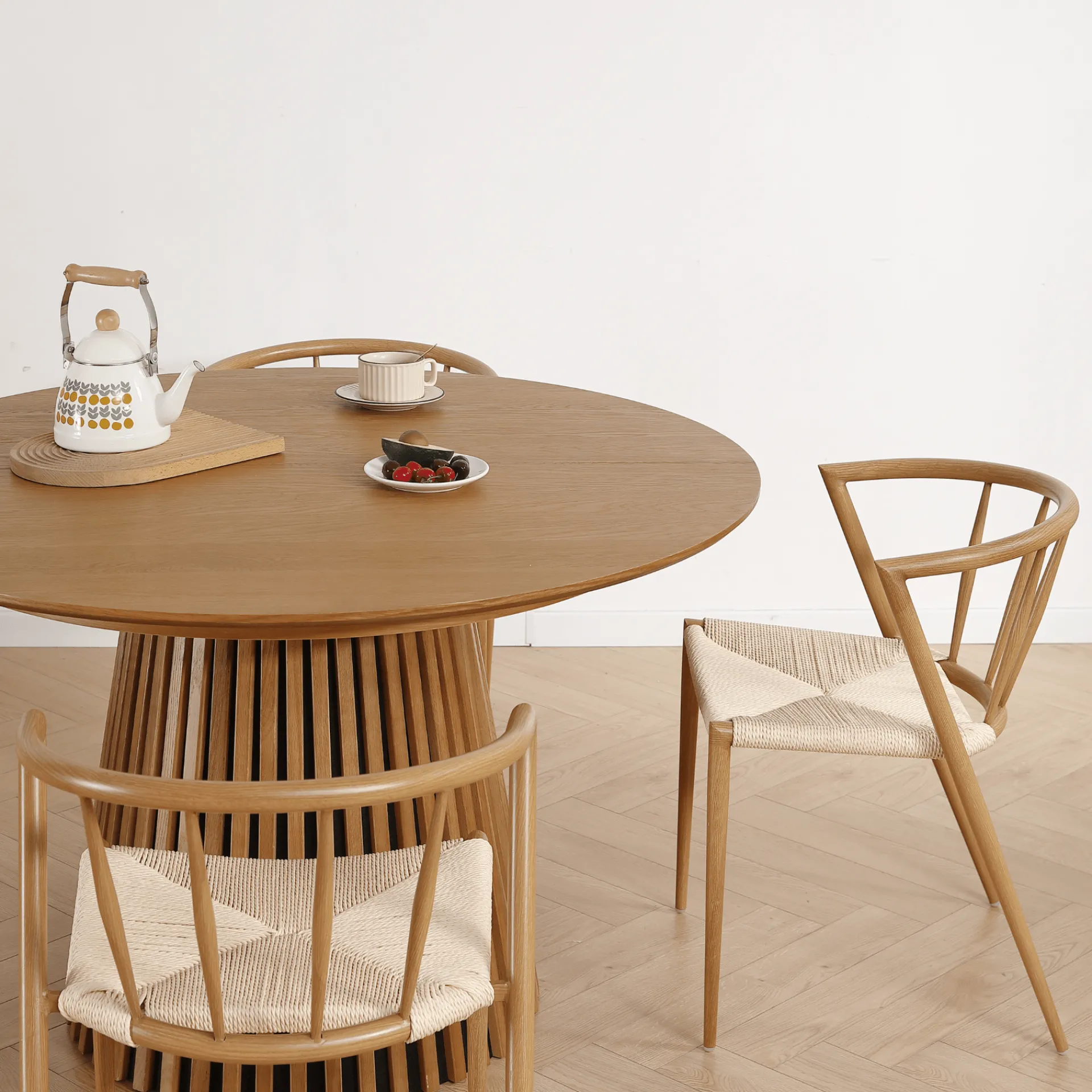 New Nimara Bella spisebordsstol - Egelook med fletsæde