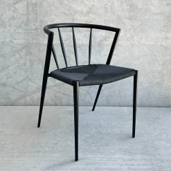 Clearance Nimara Bella spisebordsstol - Sort/sort med fletsæde