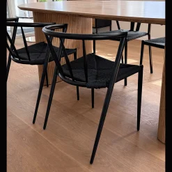 Clearance Nimara Bella spisebordsstol - Sort/sort med fletsæde