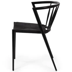 Clearance Nimara Bella spisebordsstol - Sort/sort med fletsæde