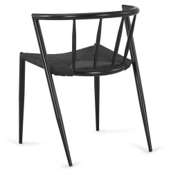 New Nimara Bella spisebordsstol - Sort/sort med fletsæde