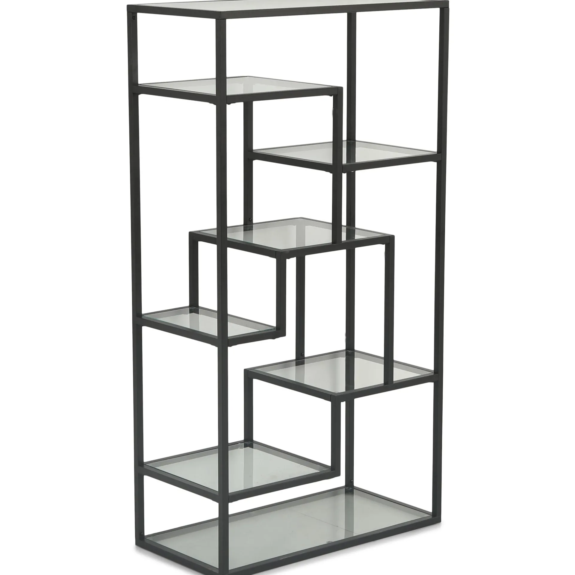 Nimara Bianca sort bogreol med glashylder 80x40x150