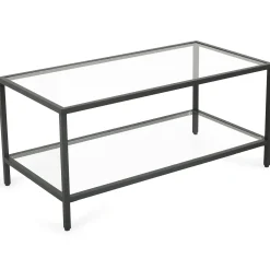 Online Nimara Bianca sort sofabord metalstel og glas - 100x50x40 cm