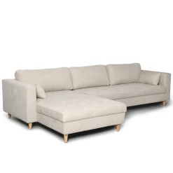Outlet Nimara Brandy - Højrevendt og venstrevendt vendbar chaiselong sofa beige - L: 290 x D: 96 x H: 80 cm