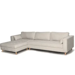 Outlet Nimara Brandy - Højrevendt og venstrevendt vendbar chaiselong sofa beige - L: 290 x D: 96 x H: 80 cm