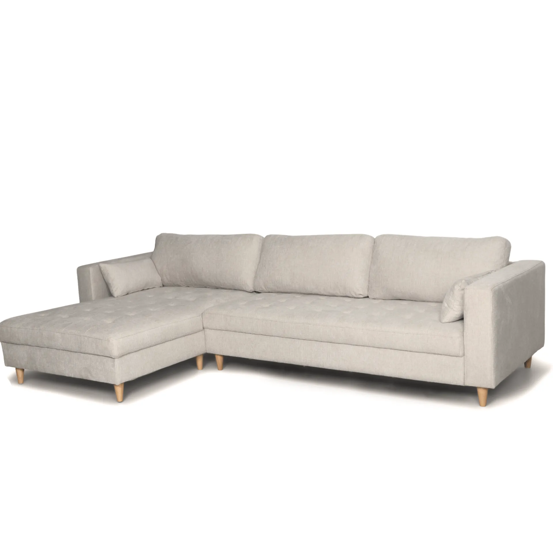 Outlet Nimara Brandy - Højrevendt og venstrevendt vendbar chaiselong sofa beige - L: 290 x D: 96 x H: 80 cm