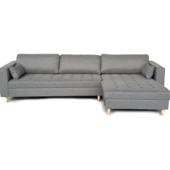 Outlet Nimara Brandy - Højrevendt og venstrevendt vendbar chaiselong sofa grå - L: 290 x D: 96 x H: 80 cm