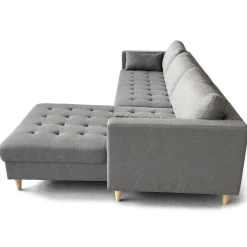 Outlet Nimara Brandy - Højrevendt og venstrevendt vendbar chaiselong sofa grå - L: 290 x D: 96 x H: 80 cm