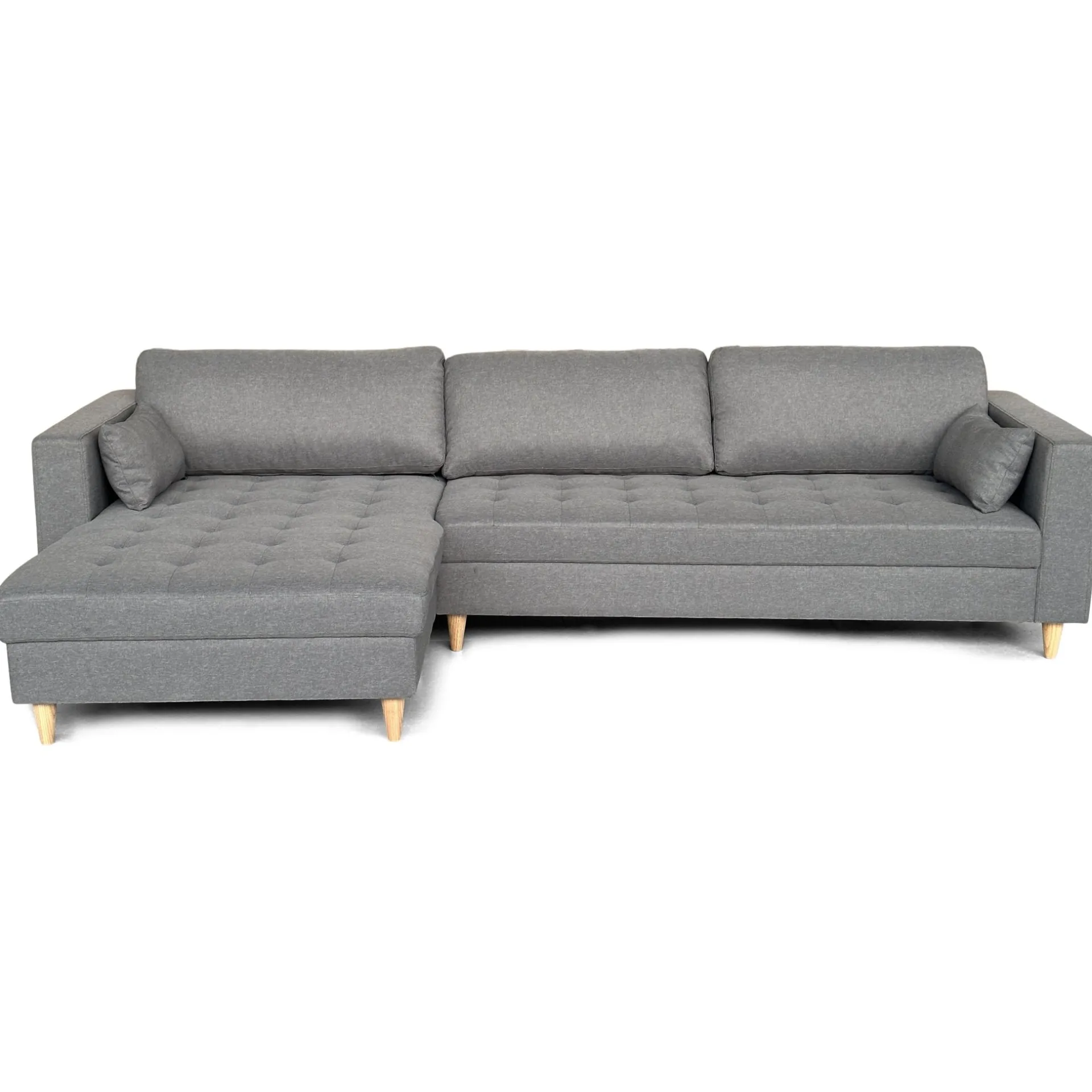 Outlet Nimara Brandy - Højrevendt og venstrevendt vendbar chaiselong sofa grå - L: 290 x D: 96 x H: 80 cm