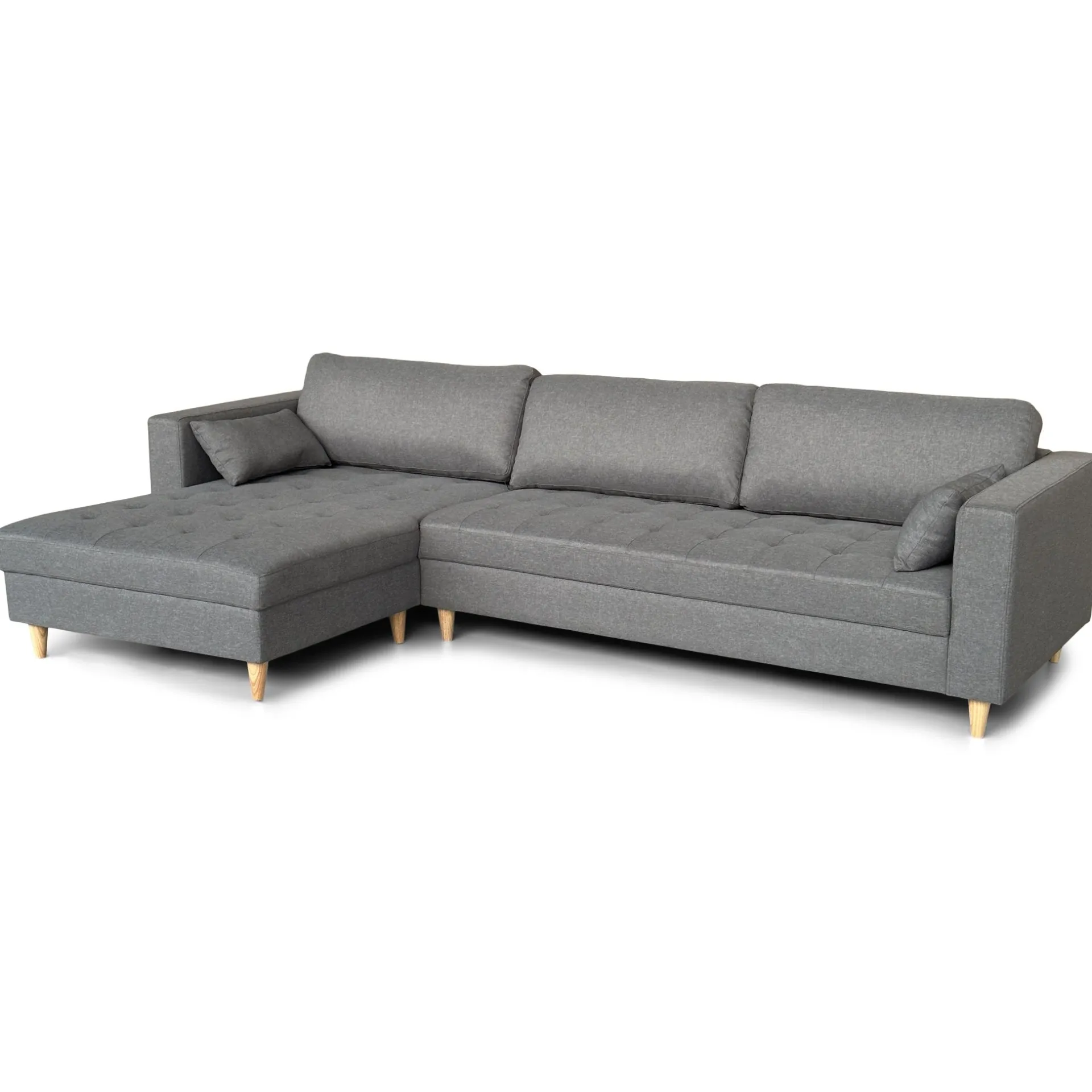 Outlet Nimara Brandy - Højrevendt og venstrevendt vendbar chaiselong sofa grå - L: 290 x D: 96 x H: 80 cm