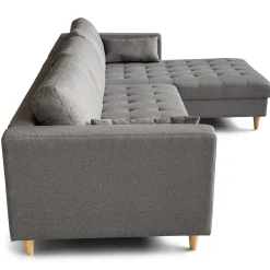 Outlet Nimara Brandy - Højrevendt og venstrevendt vendbar chaiselong sofa grå - L: 290 x D: 96 x H: 80 cm