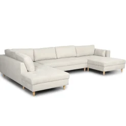 Hot Nimara Brandy - højrevendt u-sofa i beige med chaiselong - L: 366 x D: 211 x H: 80 cm