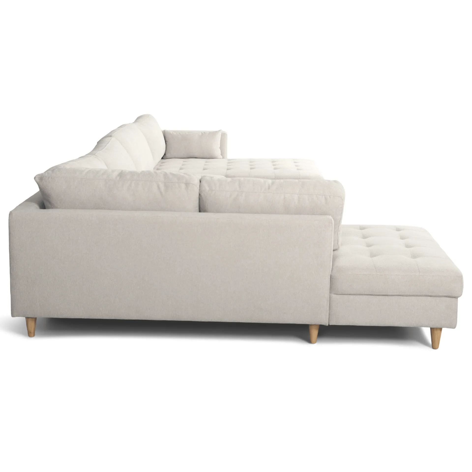 Hot Nimara Brandy - højrevendt u-sofa i beige med chaiselong - L: 366 x D: 211 x H: 80 cm