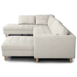 Hot Nimara Brandy - højrevendt u-sofa i beige med chaiselong - L: 366 x D: 211 x H: 80 cm