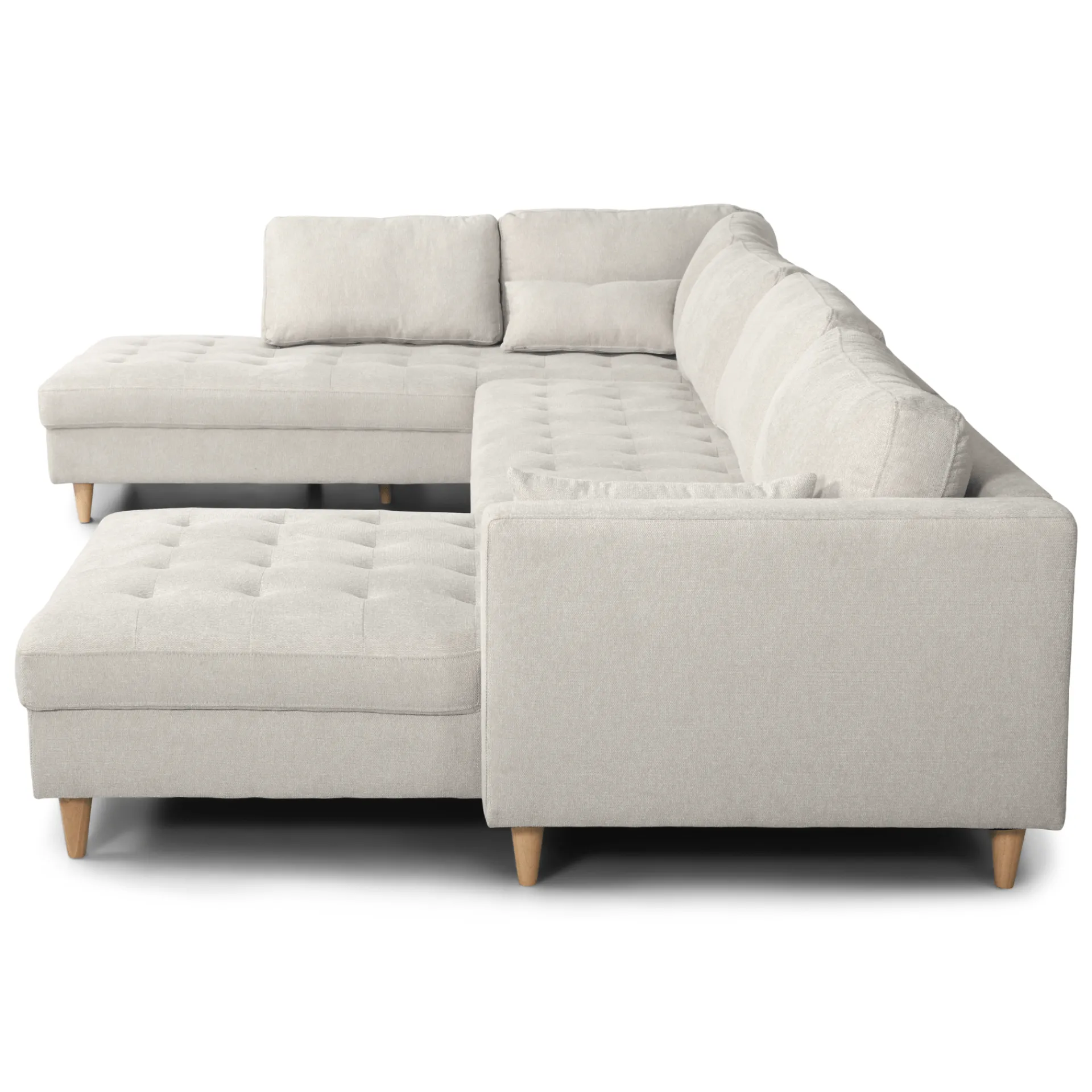 Hot Nimara Brandy - højrevendt u-sofa i beige med chaiselong - L: 366 x D: 211 x H: 80 cm