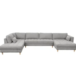 Outlet Nimara Brandy - højrevendt u-sofa i grå med chaiselong - L: 366 x D: 211 x H: 80 cm
