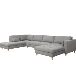 Outlet Nimara Brandy - højrevendt u-sofa i grå med chaiselong -  L: 366 x D: 211 x H: 80 cm