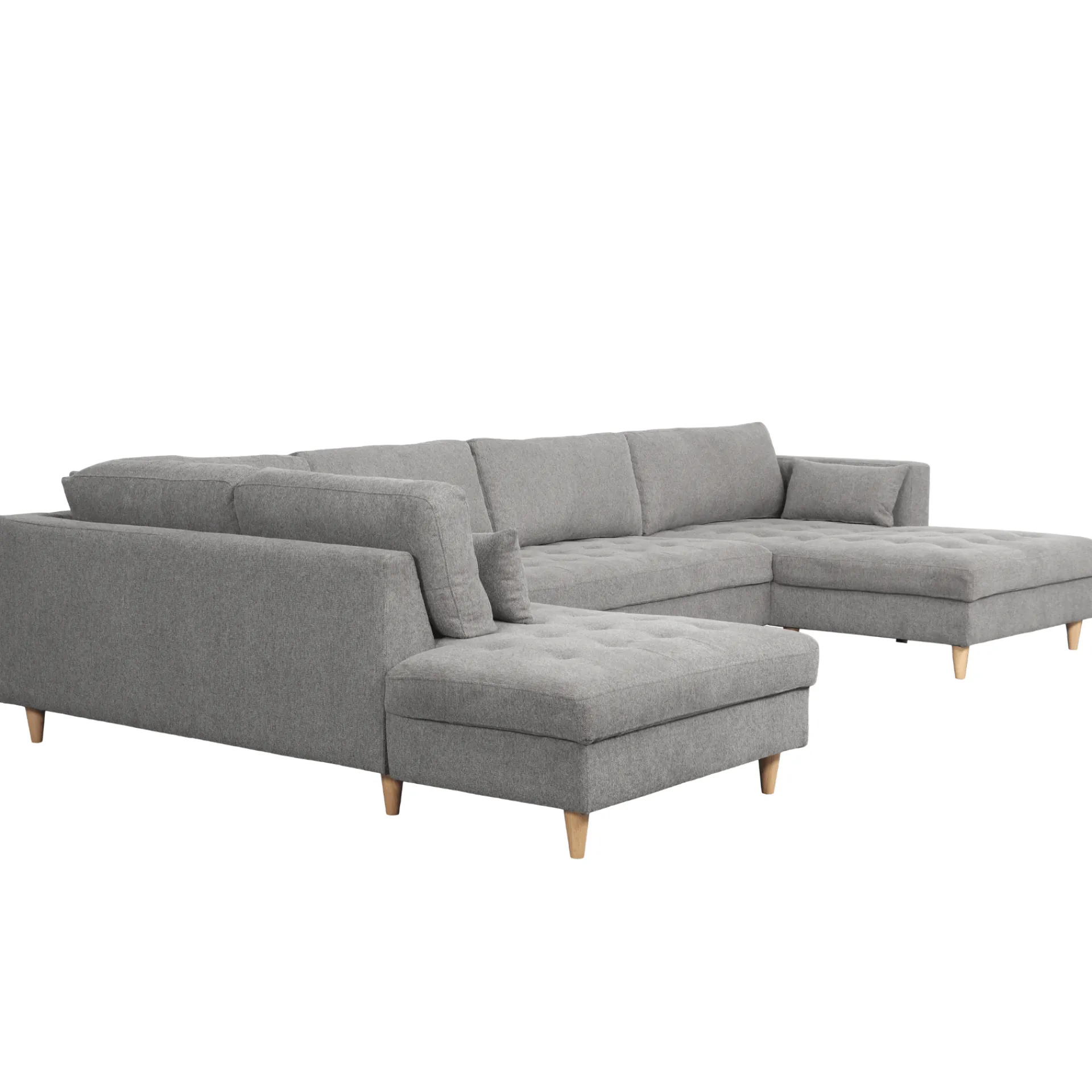 Outlet Nimara Brandy - højrevendt u-sofa i grå med chaiselong - L: 366 x D: 211 x H: 80 cm